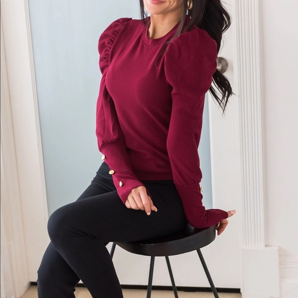 NeeSee’s Dresses Cranberry Gigot Top - Picture 4 of 4